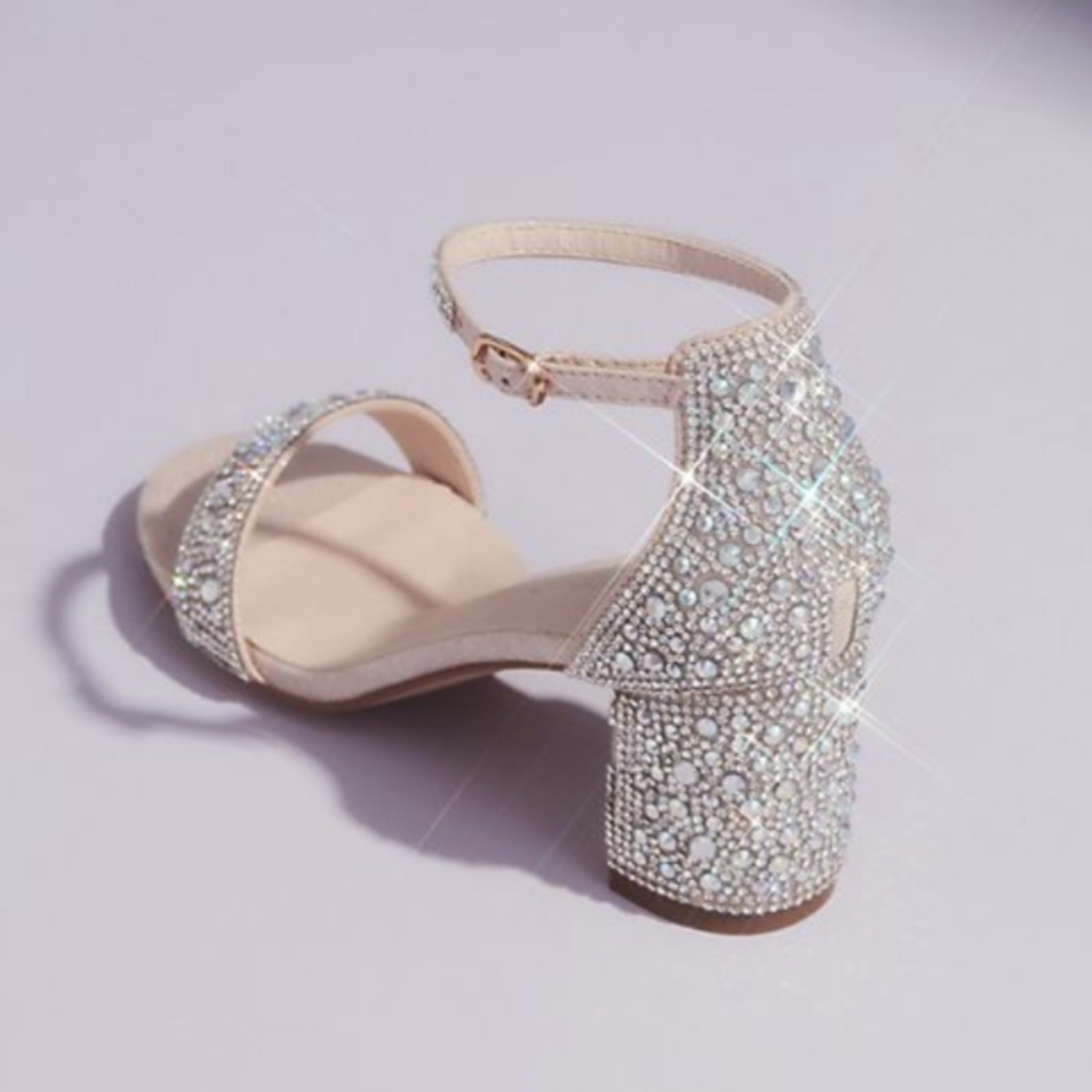Allover crystal glitter block heel sandals - Picture 4 of 4